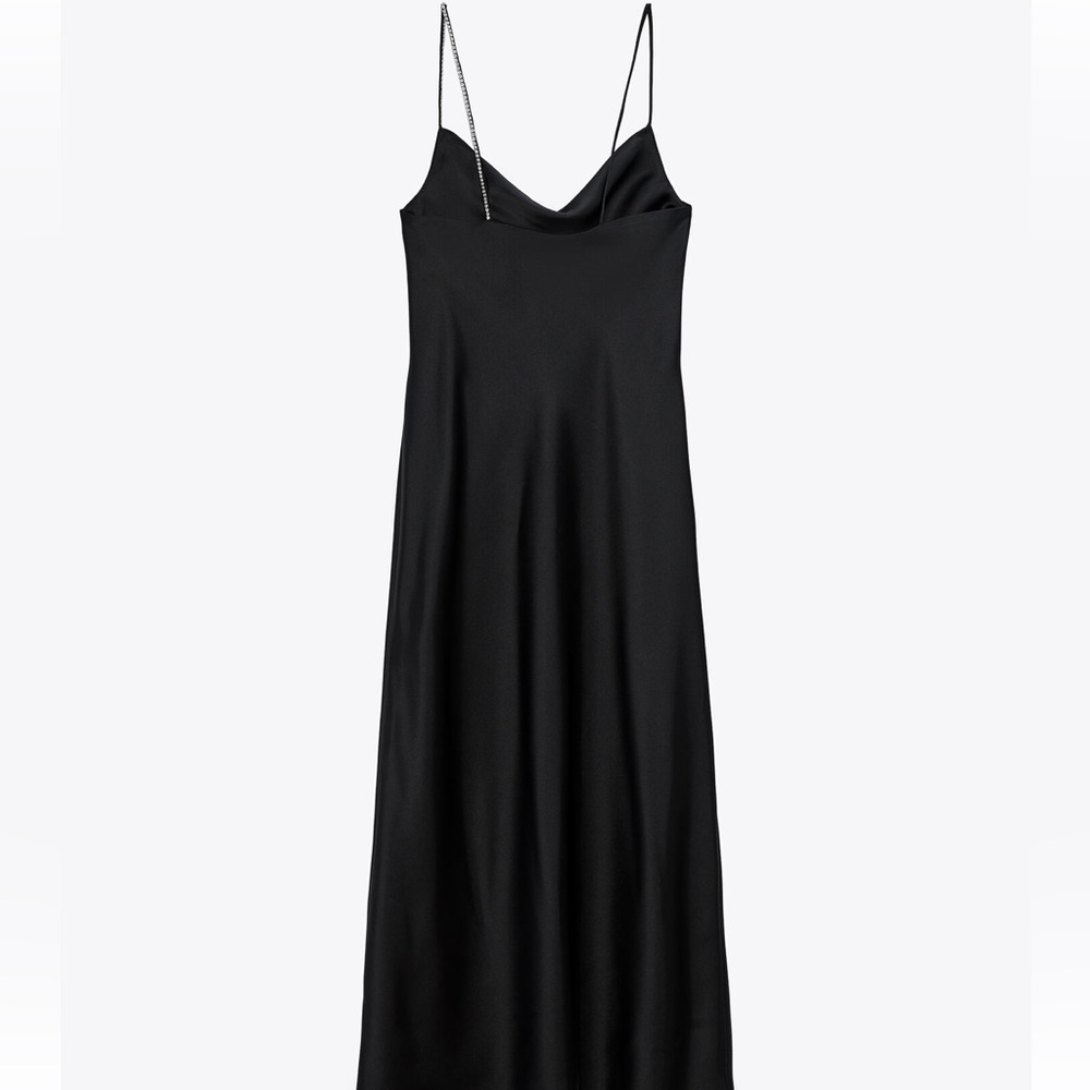 NWT Zara Diamante Satin Maxi Midi Dress